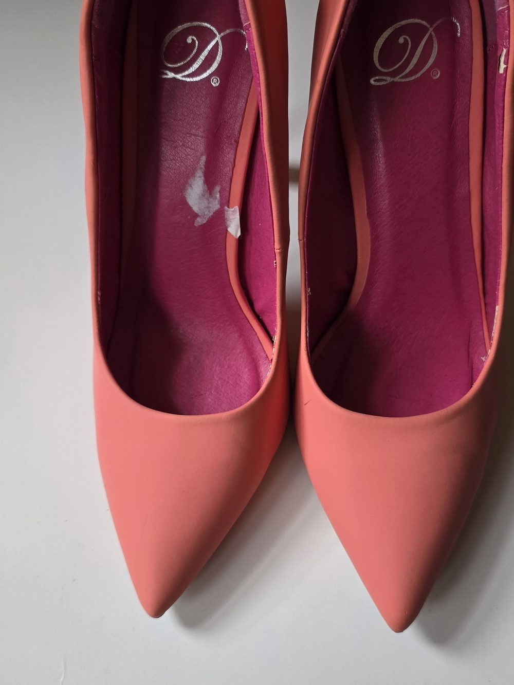 Delicious Coral Pink Pointed-Toe Pumps - Women - Picture 2 of 6